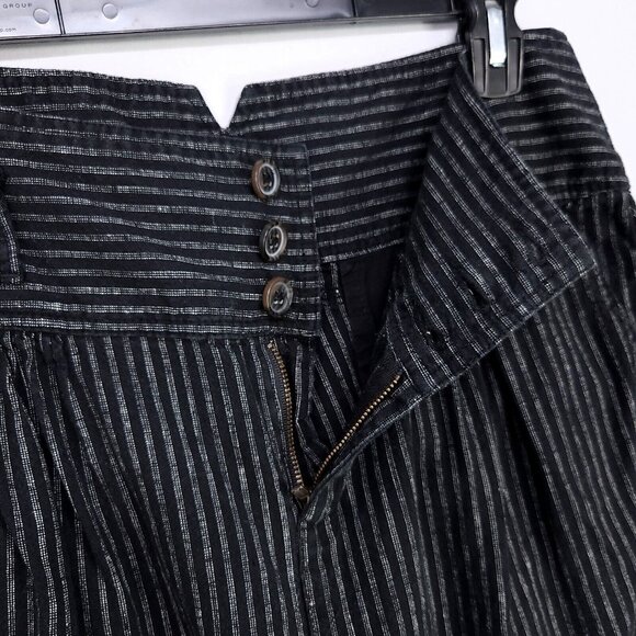 Sundance Amelia Linen Blend Pinstripe Black Trouser Pants Size 8 Pleated - Picture 7 of 16